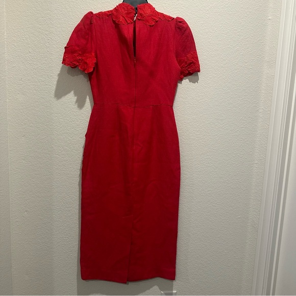 NWT Antonio Melani Willow Floral Applique Mock Neck Short Sleeve Midi Dress - Picture 10 of 12